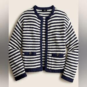 J. Crew Open Front Button Cardigan navy and white stripe S